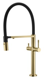 Смеситель для кухни Boheme Uno 115-MG с краном для питьевой воды золото матовое